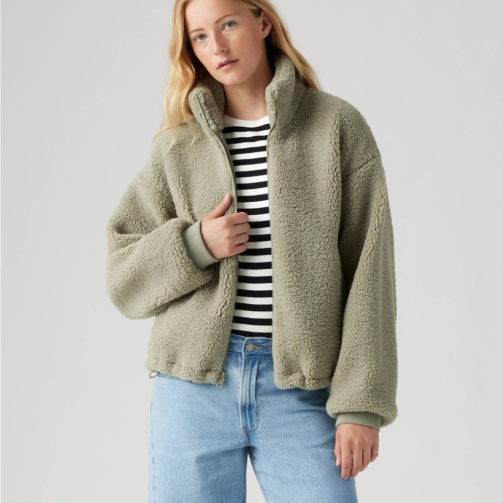 Levi's Olive Teddy Jacket Sea Grass NWOT - Picture 1 of 4